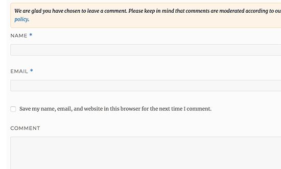 Remove URL field from comment form