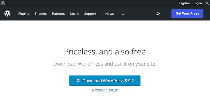Downloading the free, open source WordPress platform