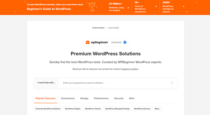 WPBeginner's WordPress Solutions Center