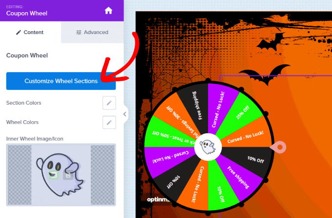 WebHostingExhibit Customize-wheel-sections-1 11 Ways to Bring Halloween Effects to Your WordPress Site  