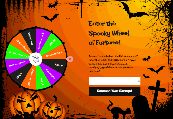 Spooky wheel of fortune optin monster 