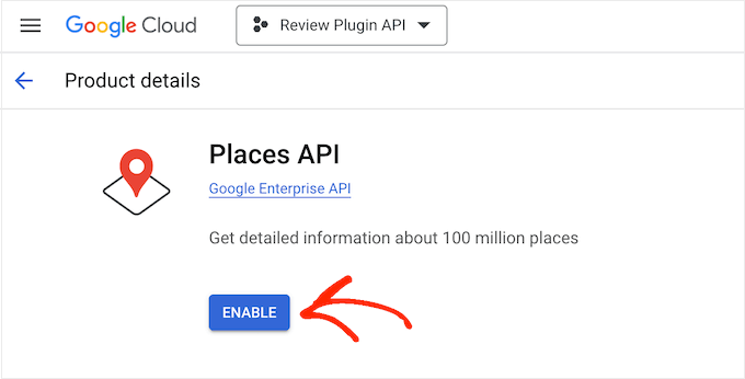 激活 Google Places API