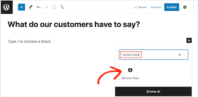 Adding a Reviews Feed block to your WordPress website