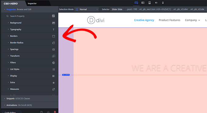 Properties you can edit for an element