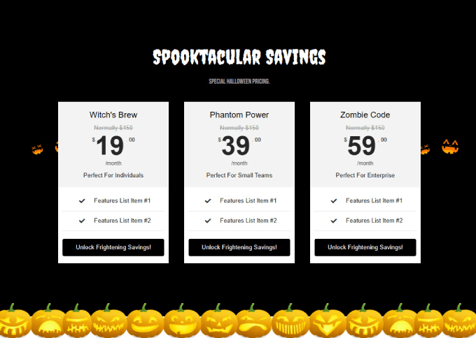 halloween pricing page