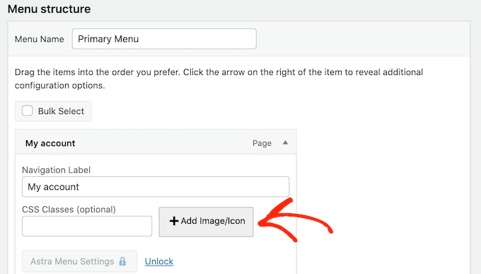 Adding an image icon to a WordPress navigation menu
