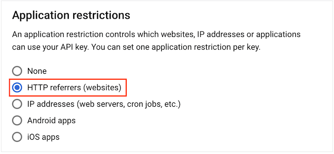 Restricting access to your Google API key