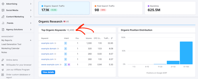 Using Semrush to check that your blog is ranking for the right keywords