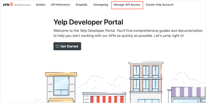 Getting access to the Yelp Developers website
