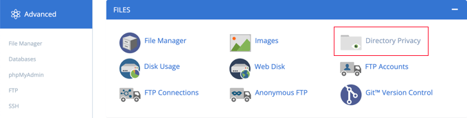 Using cPanel's Directory Privacy Feature