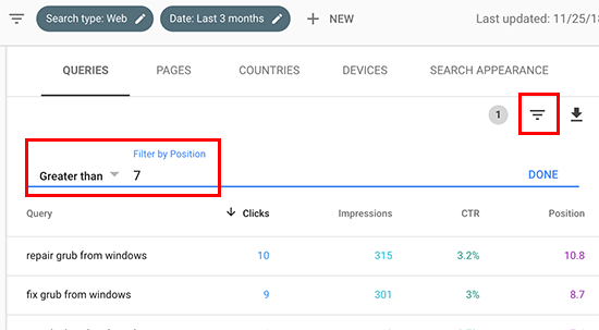 فیلتر بر اساس موقعیت