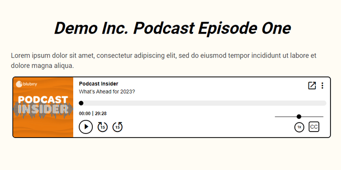 Podcast player preview