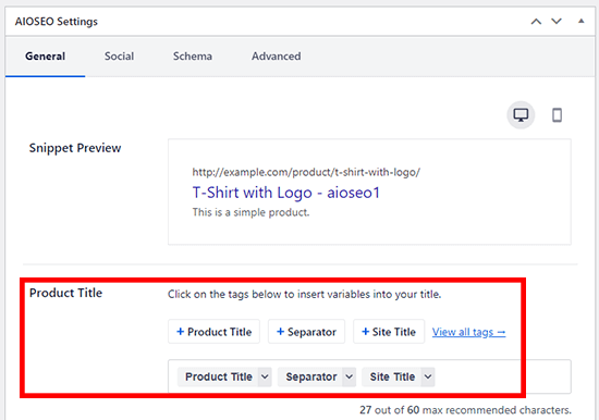 Alterar o título de SEO do produto