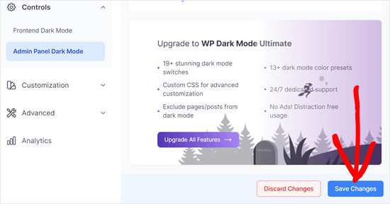 Saving WP Dark Mode plugin settings