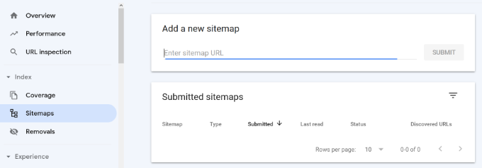 Add a new sitemap