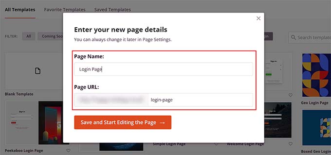 Add page name and URL
