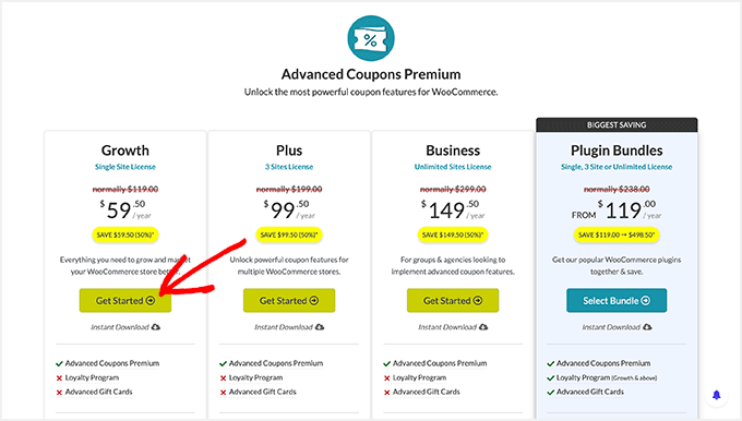 The pricing plans for Advanced Coupons