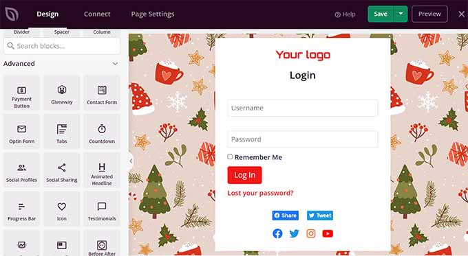 Customize the landing page for the holiday spirit