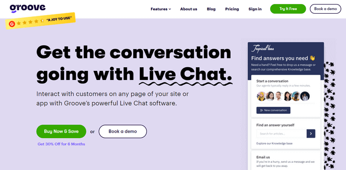 GrooveHQ live chat software
