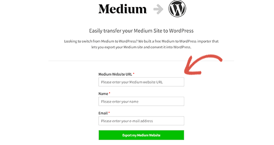输入您的 Medium 博客 URL