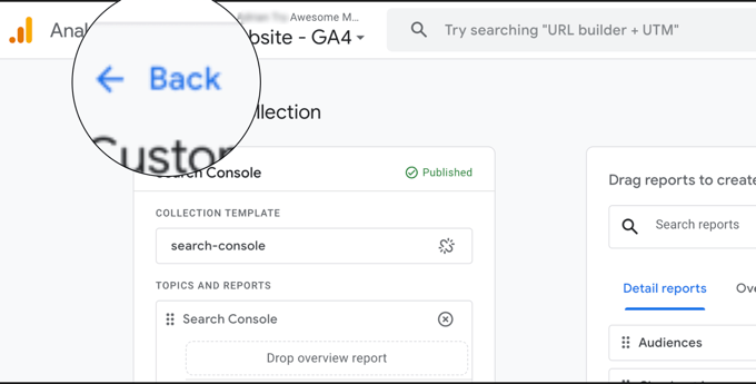 Google Analytics 自定义集合页面