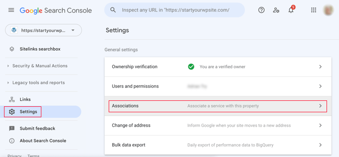 Google Search Console Settings