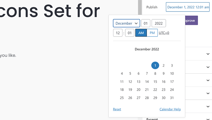 Set date and time schedule