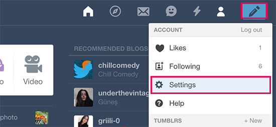 Tumblr Settings