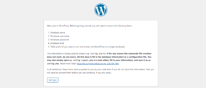 Welcome to WordPress notice