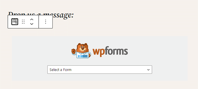 WPForms block example