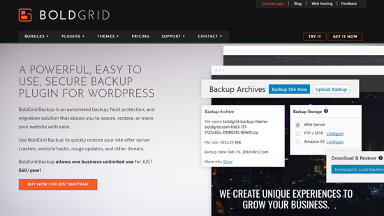 افزونه BoldGrid Backup WordPress