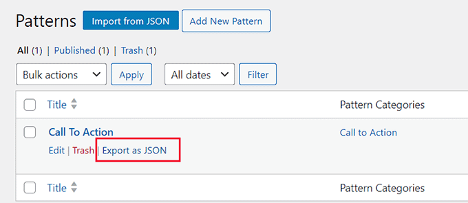 Click Import as JSON button