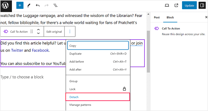 Convert pattern into regular block