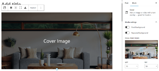 Cover image in WordPress