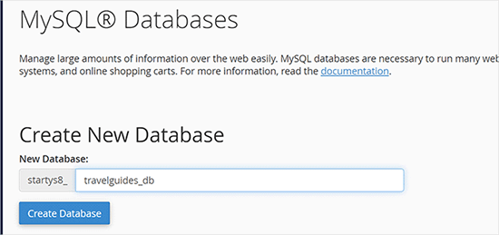 Create database