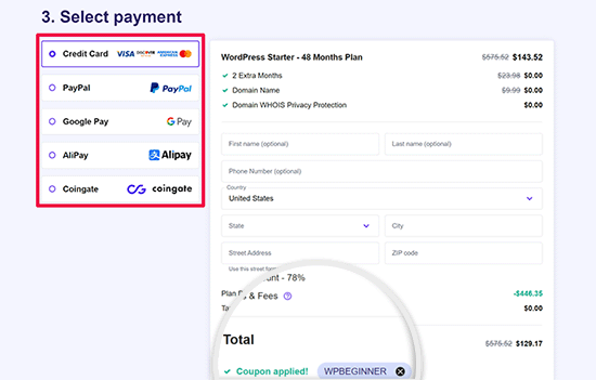 Hostinger finalize payment