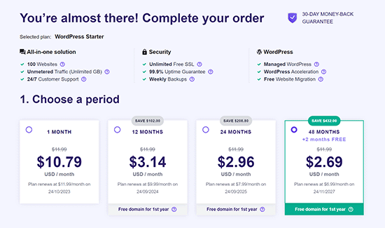 Choose a plan with Hostinger