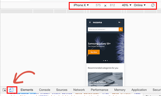 Mobile preview using inspect tool in your browser