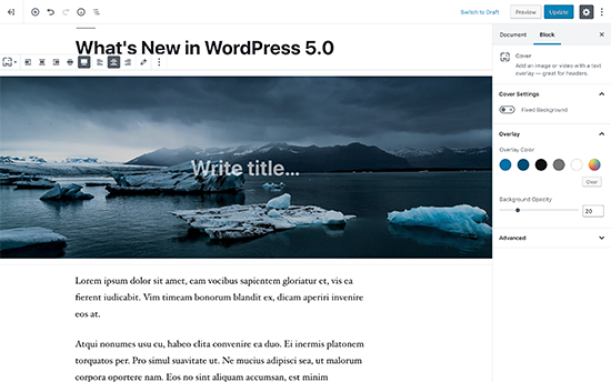 New WordPress editor called Gutenberg block editor