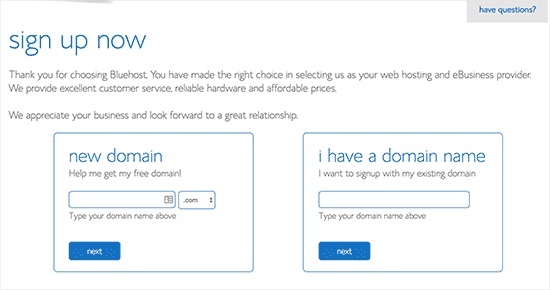 Select domain name you want to register