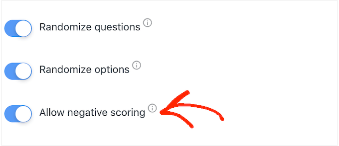 Enabling negative scoring for your quiz