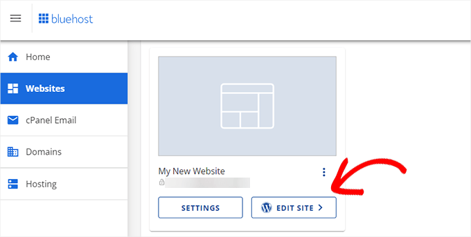 Bluehost Edit Site