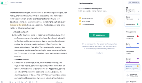 Grammarly editor