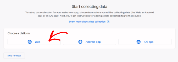 Select data collection option