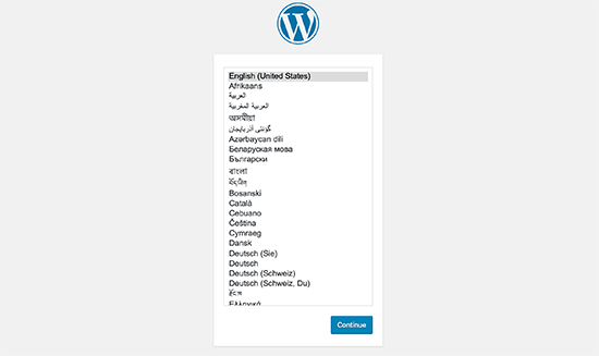 选择 WordPress 语言