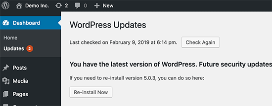 Keep WordPress updated