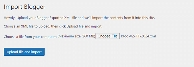 Upload import file