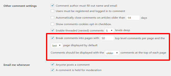 Diviser les commentaires en pages dans les publications WordPress
