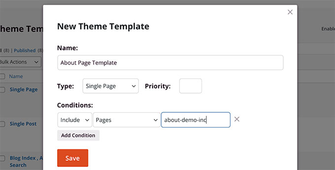 Add custom page template