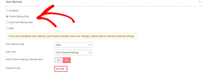 Choose to display user reviews and add price